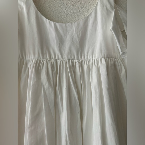 NEW Zara white cold shoulder bow baby doll dress size M 100% cotton - Picture 3 of 7